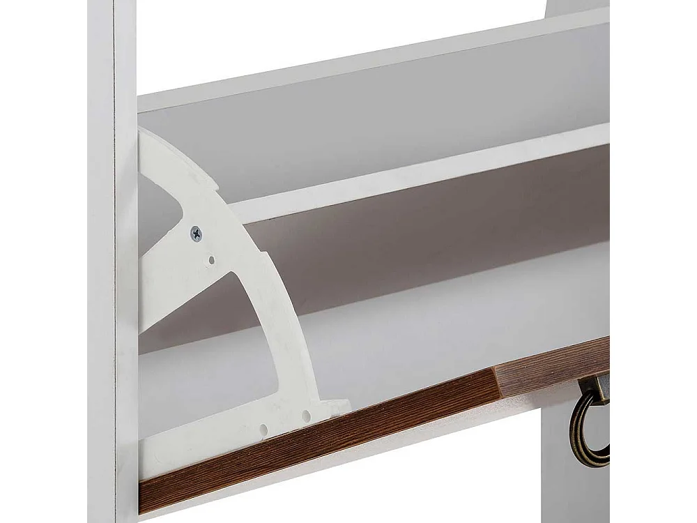 Garderobenschuhschrank in Weiß und Wildeichefarben vier Schuhwalzen