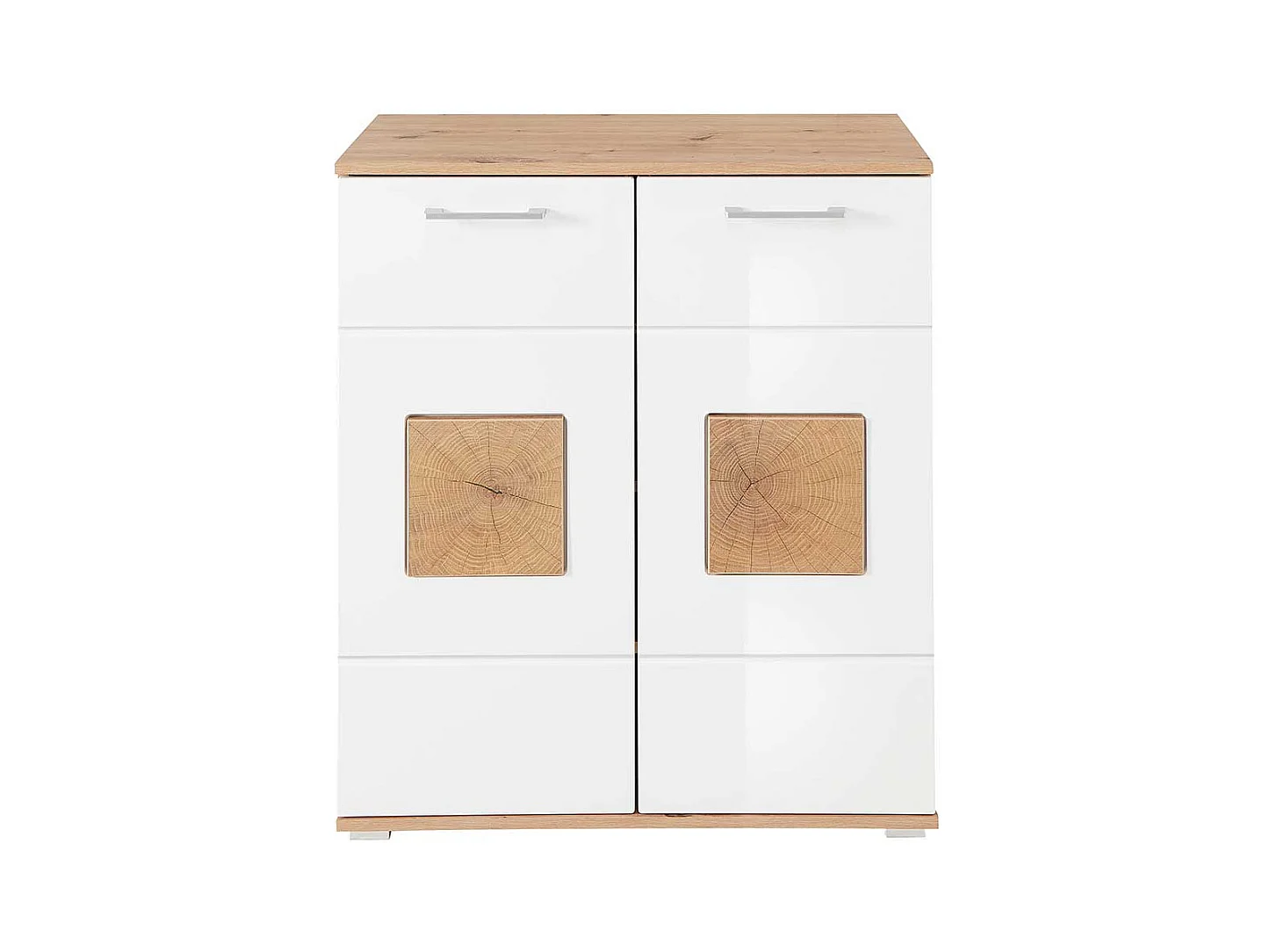 Schuhgarderobe Schrank in Wildeichefarben & Weiß Drehtüren