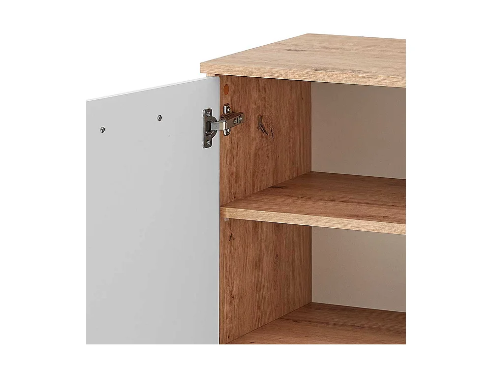 Schuhgarderobe Schrank in Wildeichefarben & Weiß Drehtüren