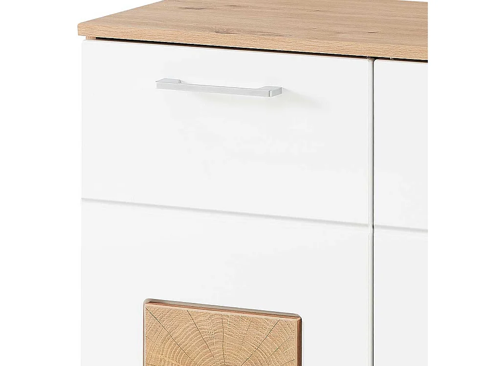 Schuhgarderobe Schrank in Wildeichefarben & Weiß Drehtüren