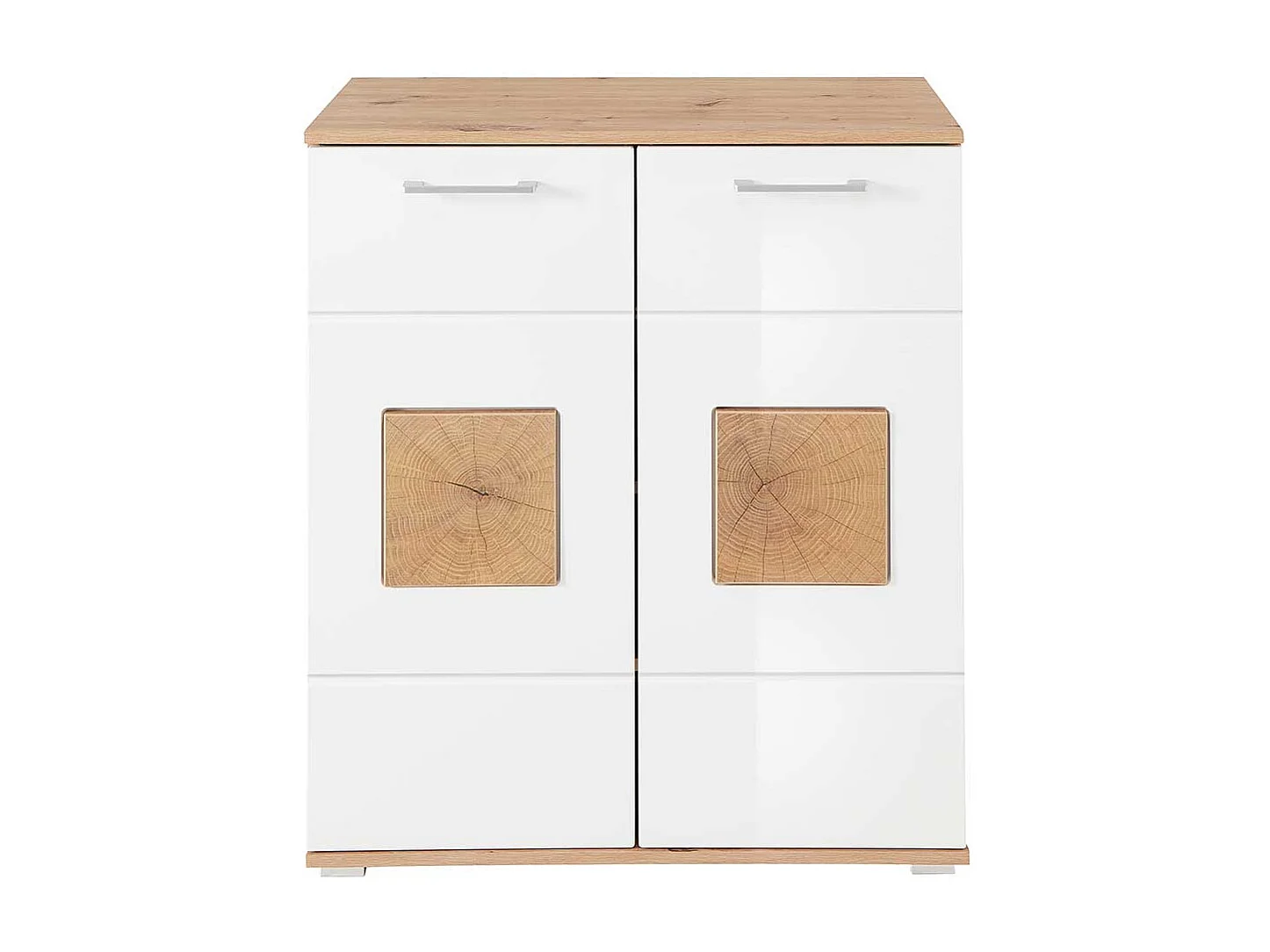 Schuhgarderobe Schrank in Wildeichefarben & Weiß Drehtüren