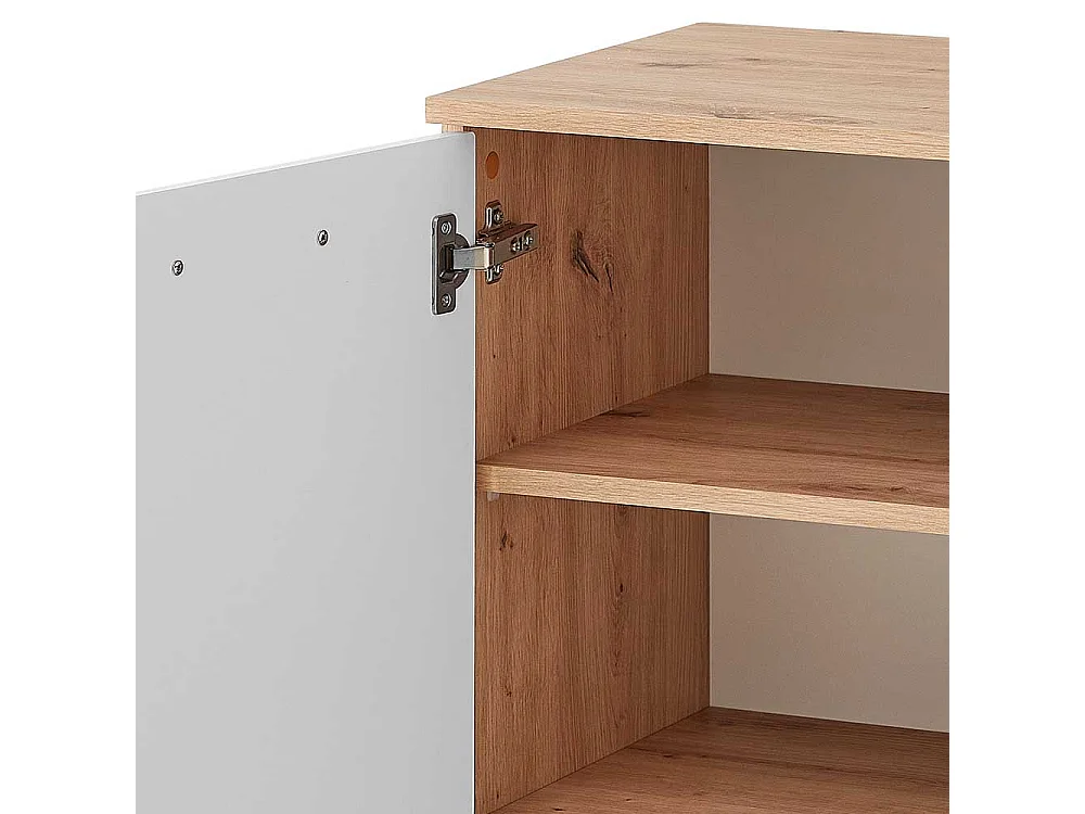 Schuhgarderobe Schrank in Wildeichefarben & Weiß Drehtüren