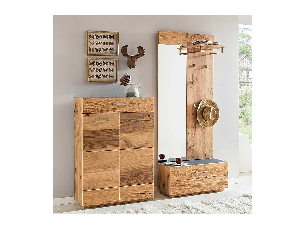 Flur Schuhschrank mit Balkeneiche furniert 80 cm breit