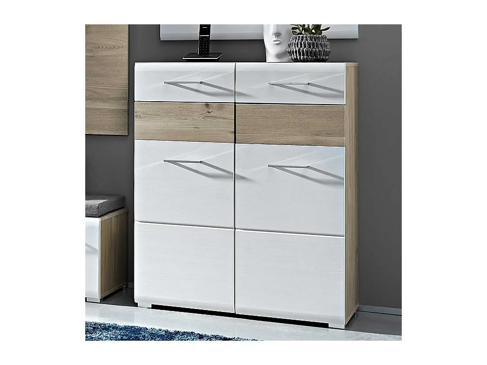 Schuhschrank in Weiß Silbereiche