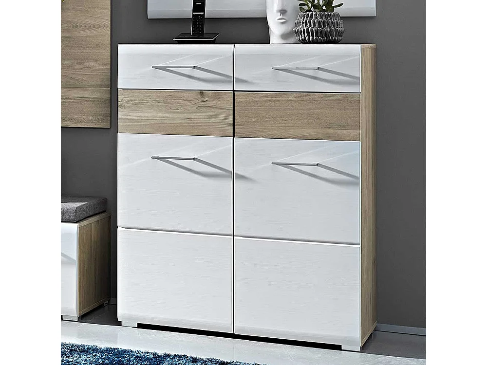 Schuhschrank in Weiß Silbereiche