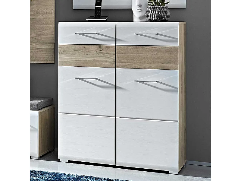 Schuhschrank in Weiß Silbereiche