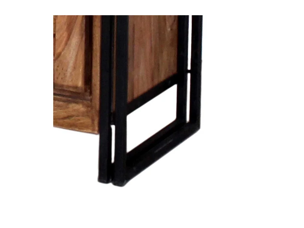 Schuhschrank aus Akazie Massivholz Metall Schwarz