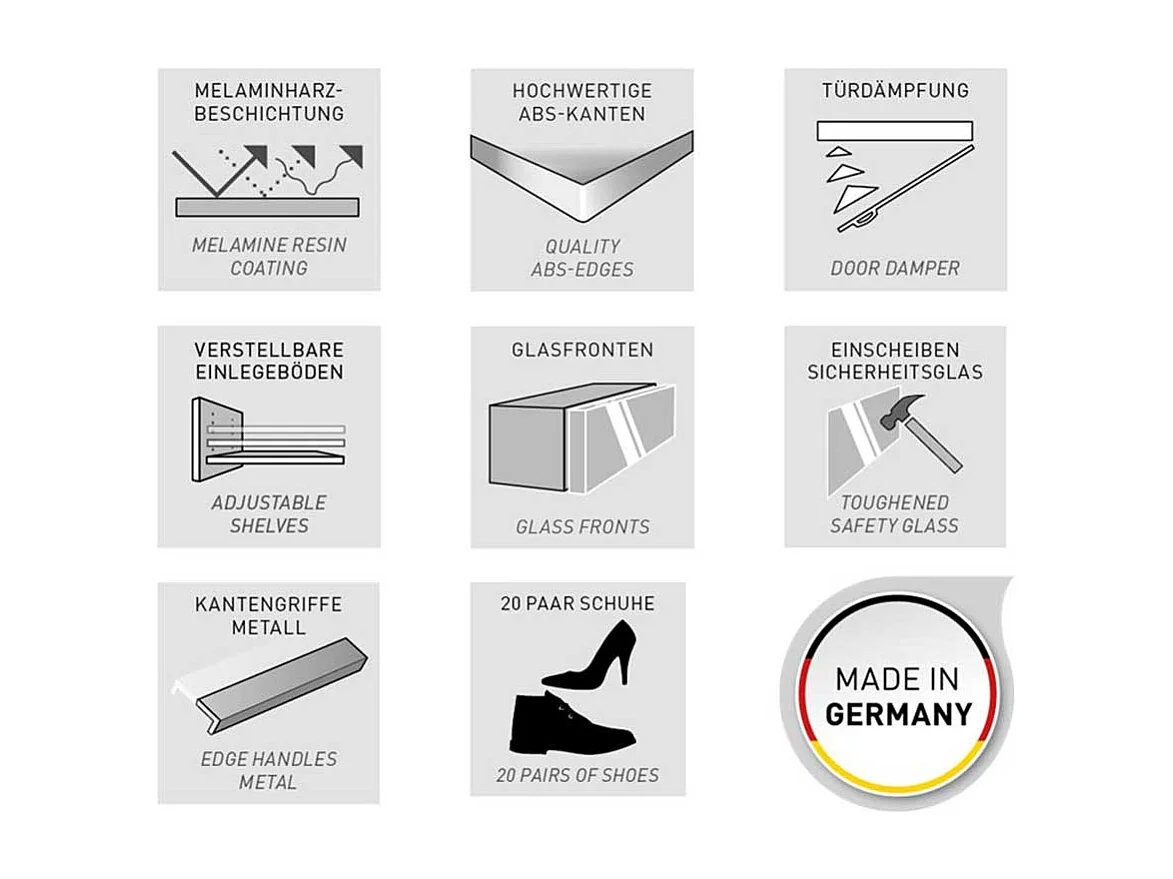 Schuh Schrank mit Drehtüren stoßfesten ABS Kanten