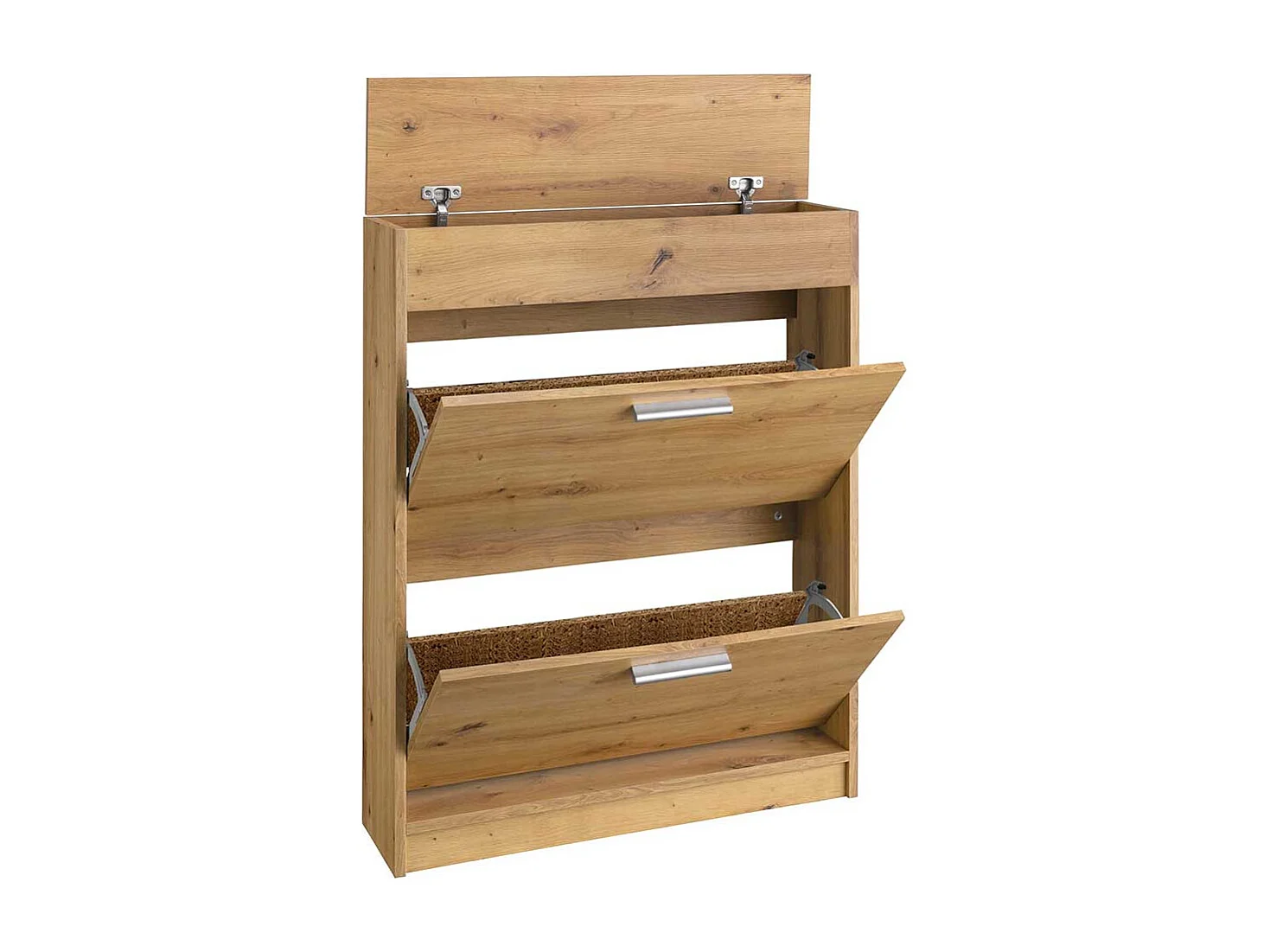 Schuh Klappschrank in Wildeichefarben zwei Schuhwalzen