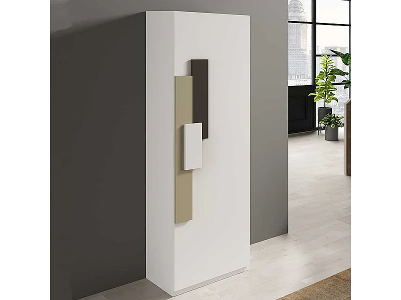 Schuhschrank in Weiß und Beige 50 cm breit