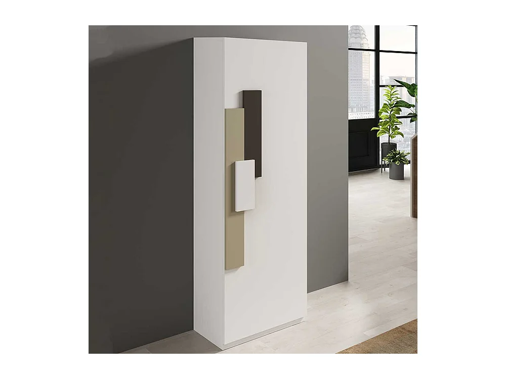 Schuhschrank in Weiß und Beige 50 cm breit