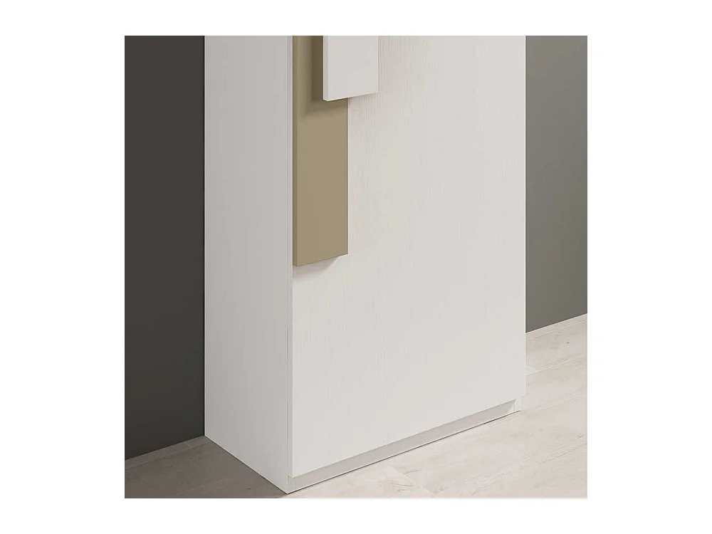 Schuhschrank in Weiß und Beige 50 cm breit