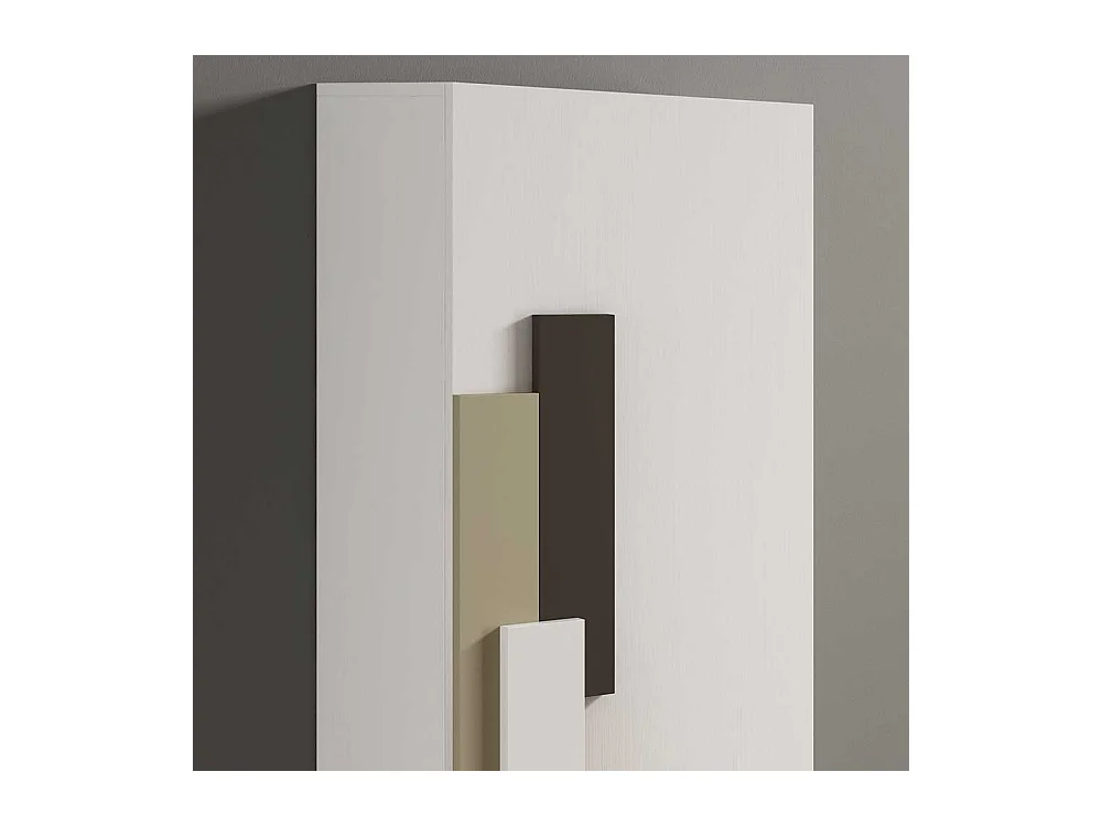 Schuhschrank in Weiß und Beige 50 cm breit