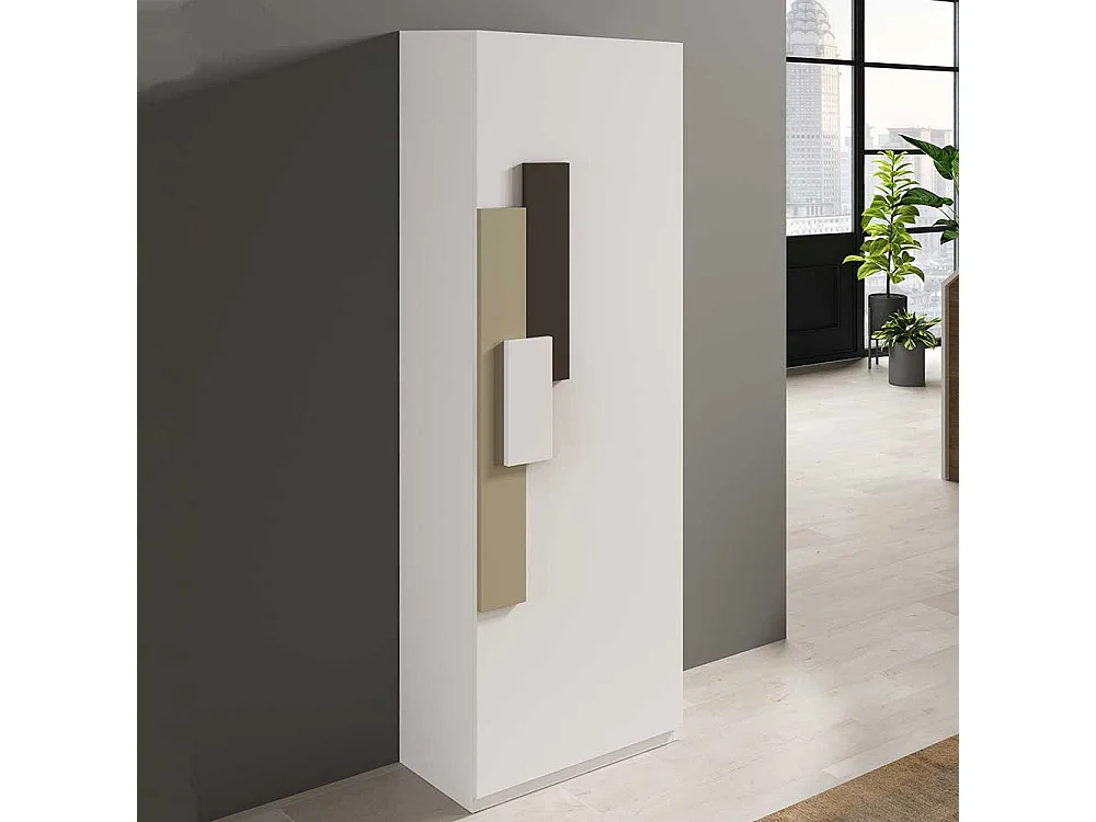 Schuhschrank in Weiß und Beige 50 cm breit