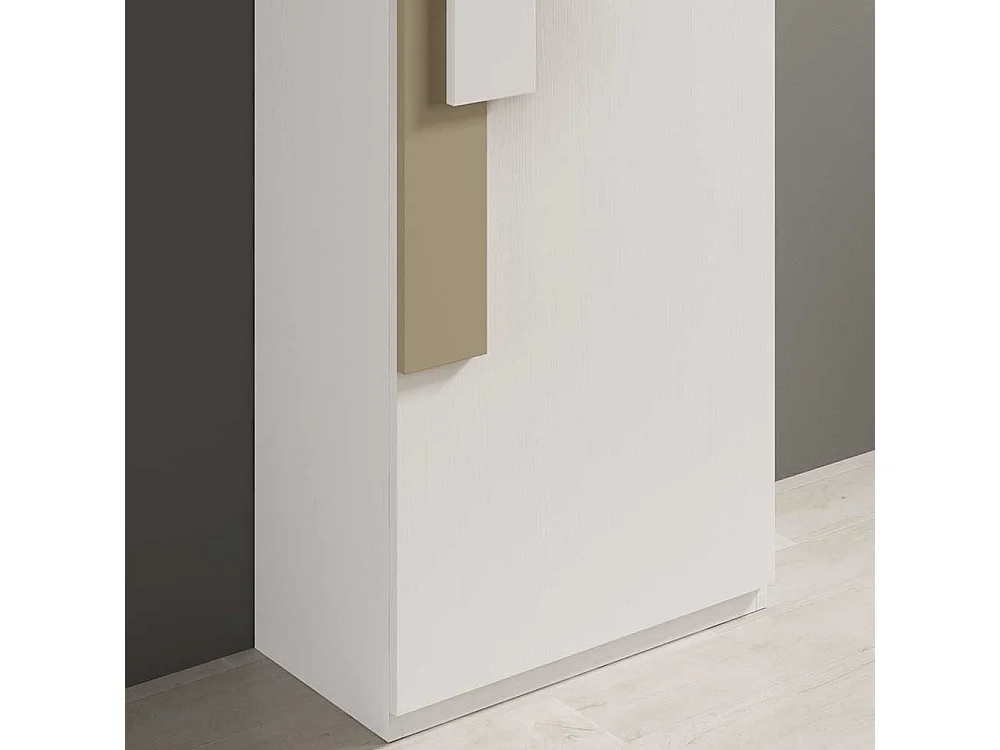 Schuhschrank in Weiß und Beige 50 cm breit