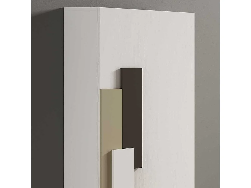 Schuhschrank in Weiß und Beige 50 cm breit