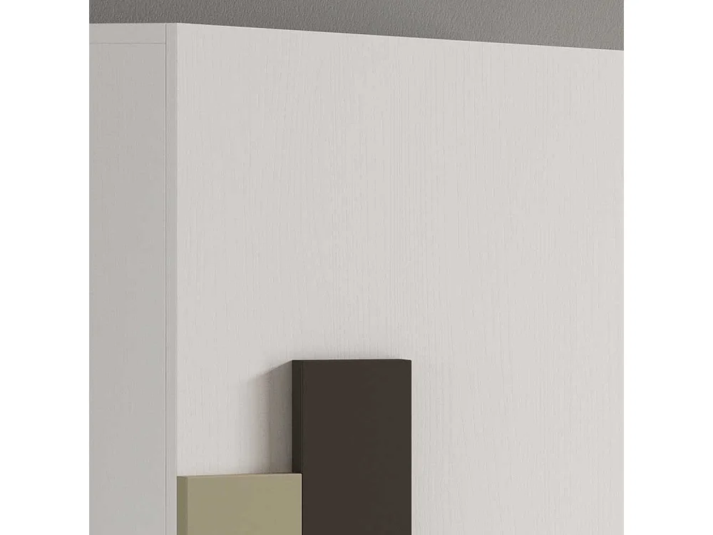 Schuhschrank in Weiß und Beige 50 cm breit