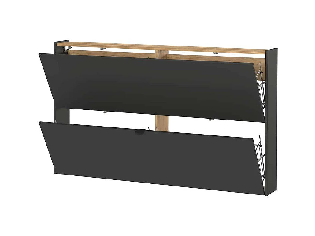 Garderobenschuhschrank in Dunkelgrau und Wildeichefarben