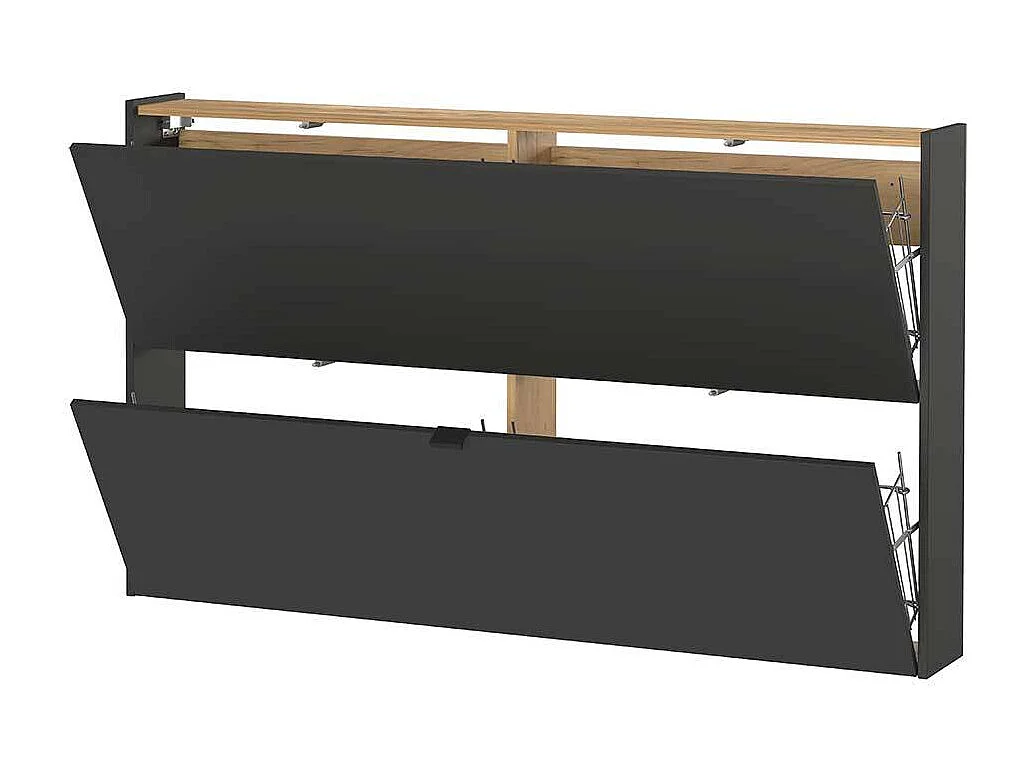 Garderobenschuhschrank in Dunkelgrau und Wildeichefarben