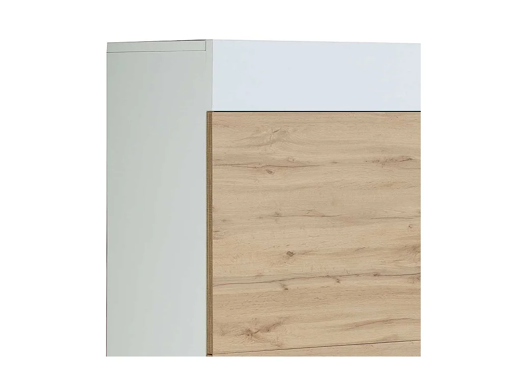 Garderobenschuhschrank in Weiß und Wildeiche Optik modern