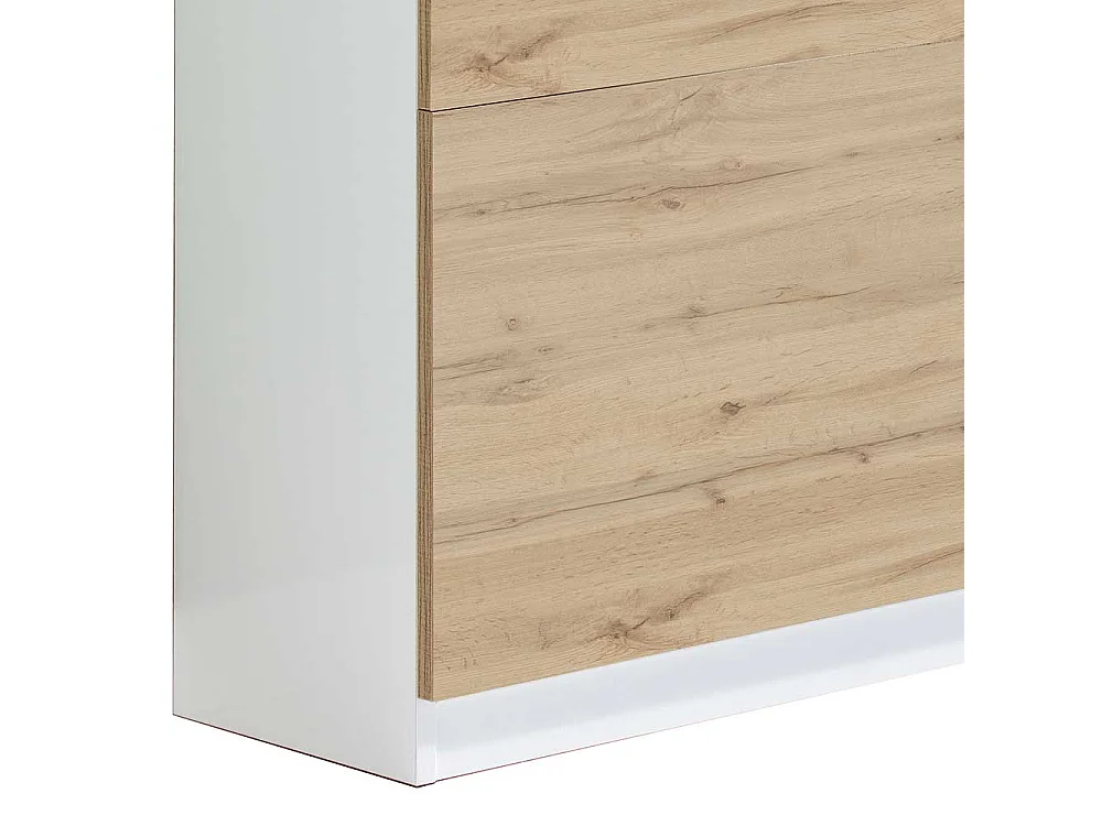 Garderobenschuhschrank in Weiß und Wildeiche Optik modern