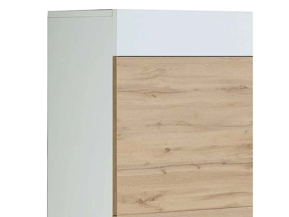 Garderobenschuhschrank in Weiß und Wildeiche Optik modern