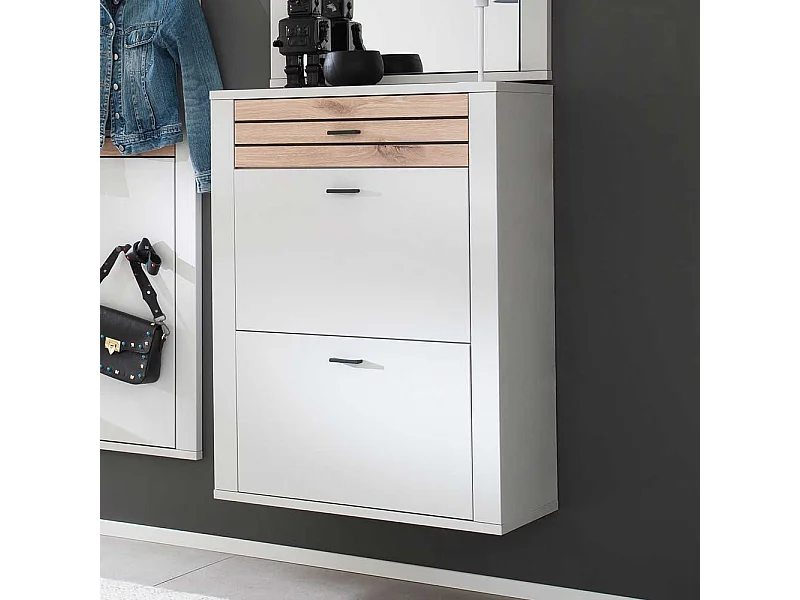 Schuhschrank Schuhkipper mit Metallgriffen und einer Schublade