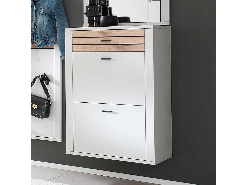 Schuhschrank Schuhkipper mit Metallgriffen und einer Schublade