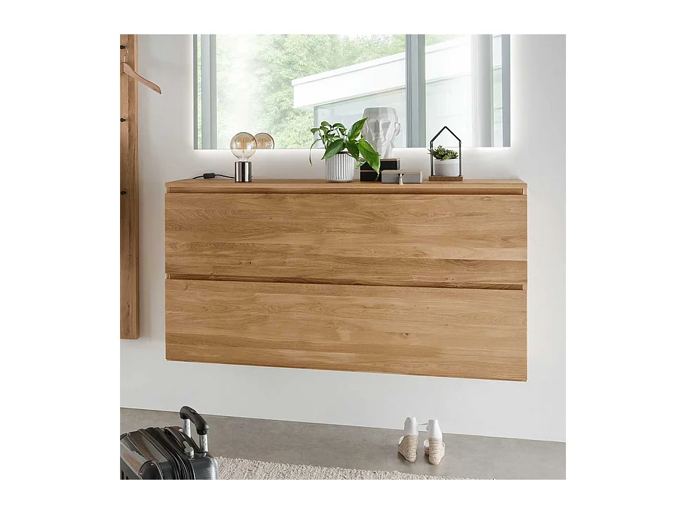 Hänge Schuhschrank aus Asteiche Massivholz 2 Klappen