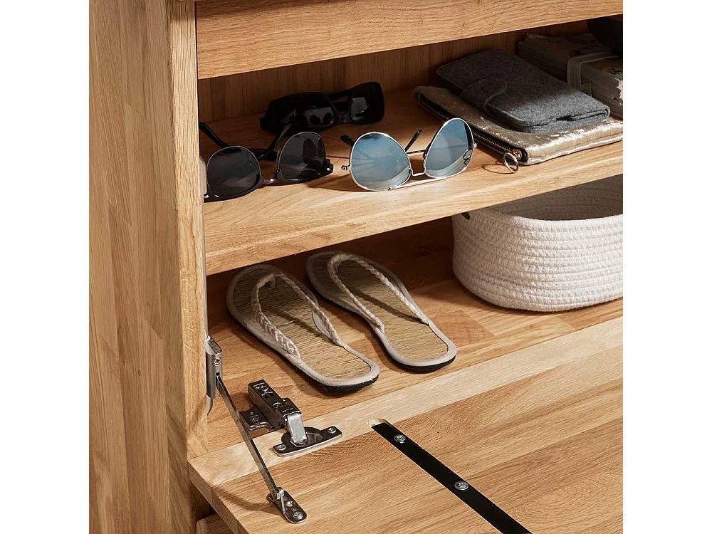 Hänge Schuhschrank aus Asteiche Massivholz 2 Klappen