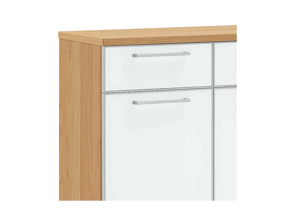 Design Schuhschrank in Weiß Glas beschichtet Eiche Bianco furniert