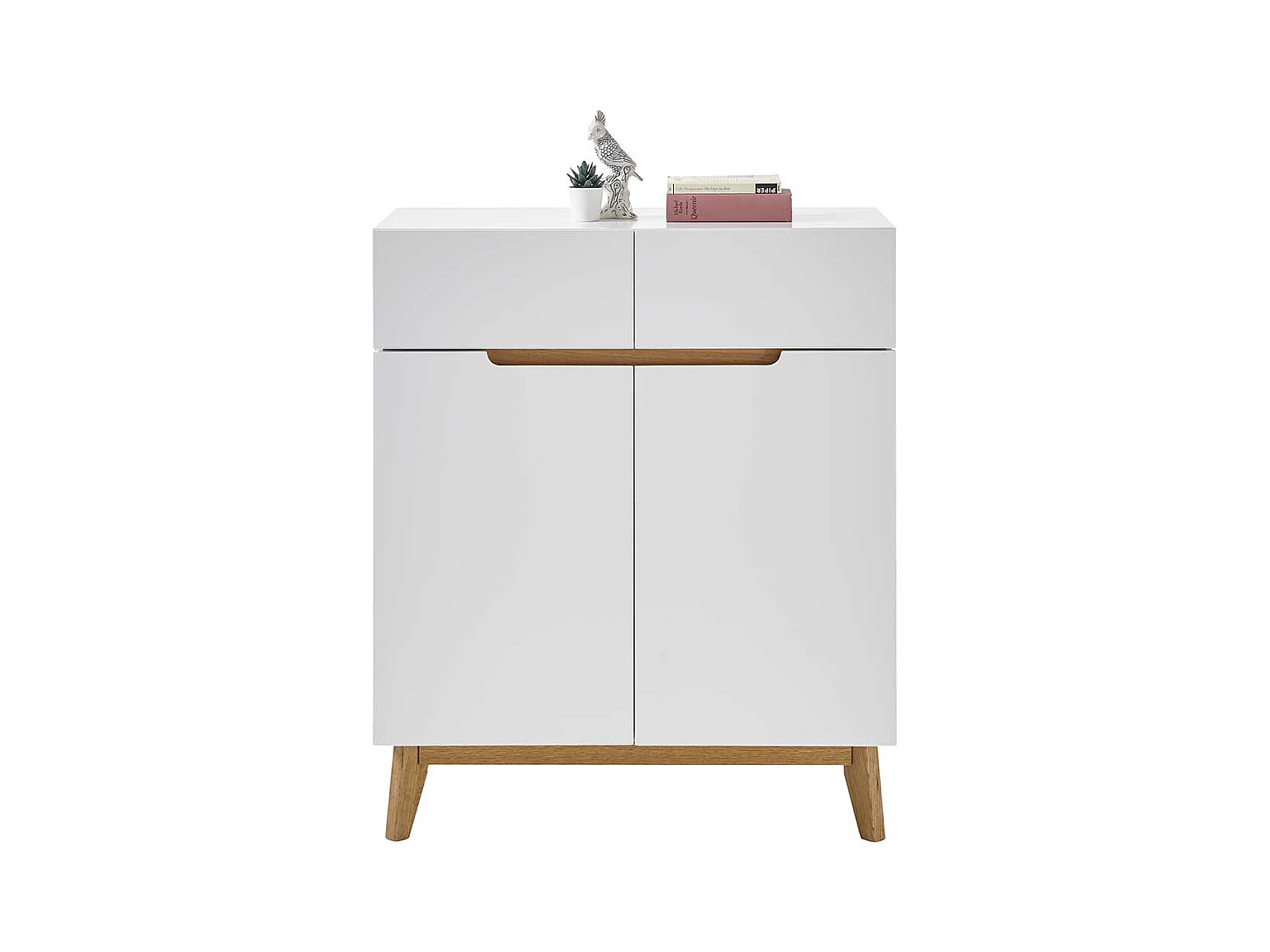 Schuhschrank in Weiß und Asteiche 85 cm breit