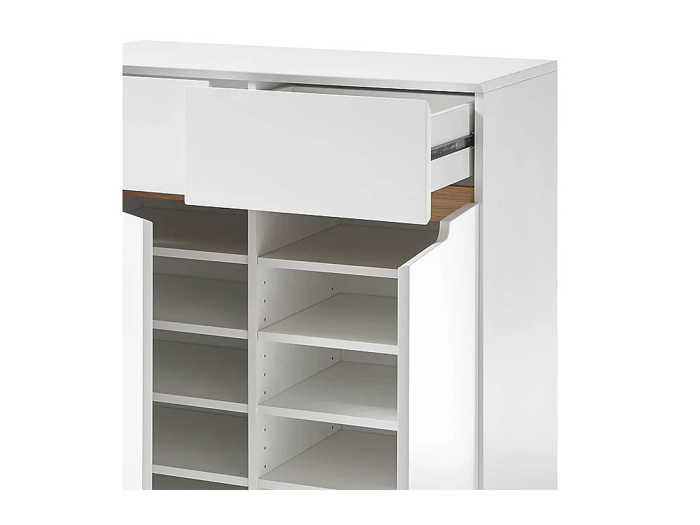Schuhschrank in Weiß und Asteiche 85 cm breit