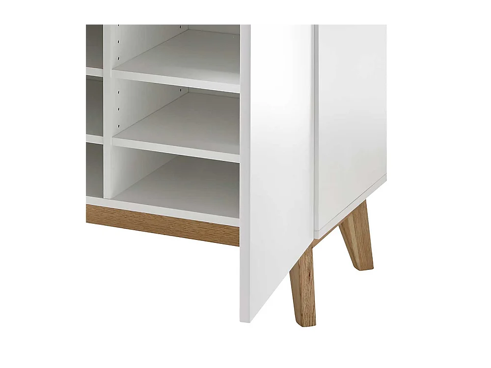 Schuhschrank in Weiß und Asteiche 85 cm breit