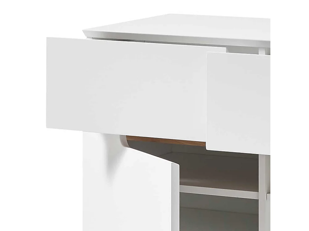 Schuhschrank in Weiß und Asteiche 85 cm breit