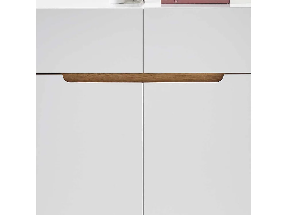 Schuhschrank in Weiß und Asteiche 85 cm breit