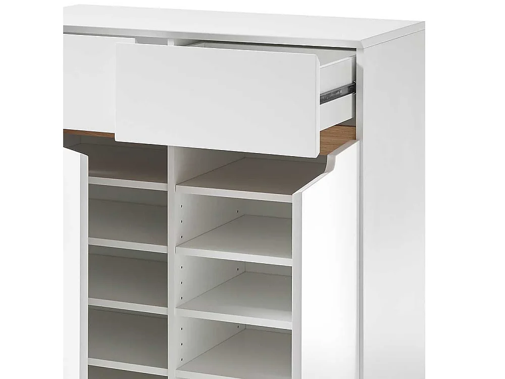 Schuhschrank in Weiß und Asteiche 85 cm breit