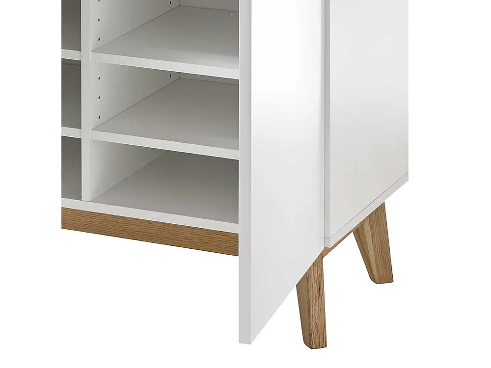 Schuhschrank in Weiß und Asteiche 85 cm breit