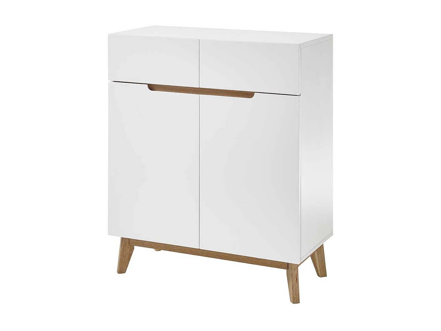 Schuhschrank in Weiß und Asteiche 85 cm breit