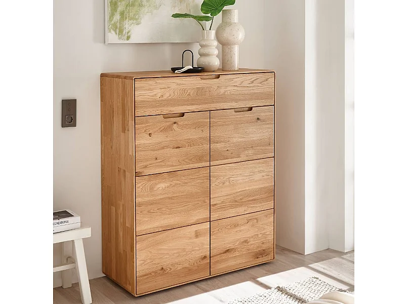 Schuh Schrank Schuhgarderobe mit Drehtüren aus Wildeiche Massivholz