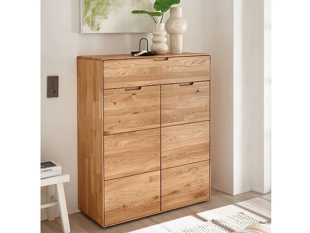 Schuh Schrank Schuhgarderobe mit Drehtüren aus Wildeiche Massivholz