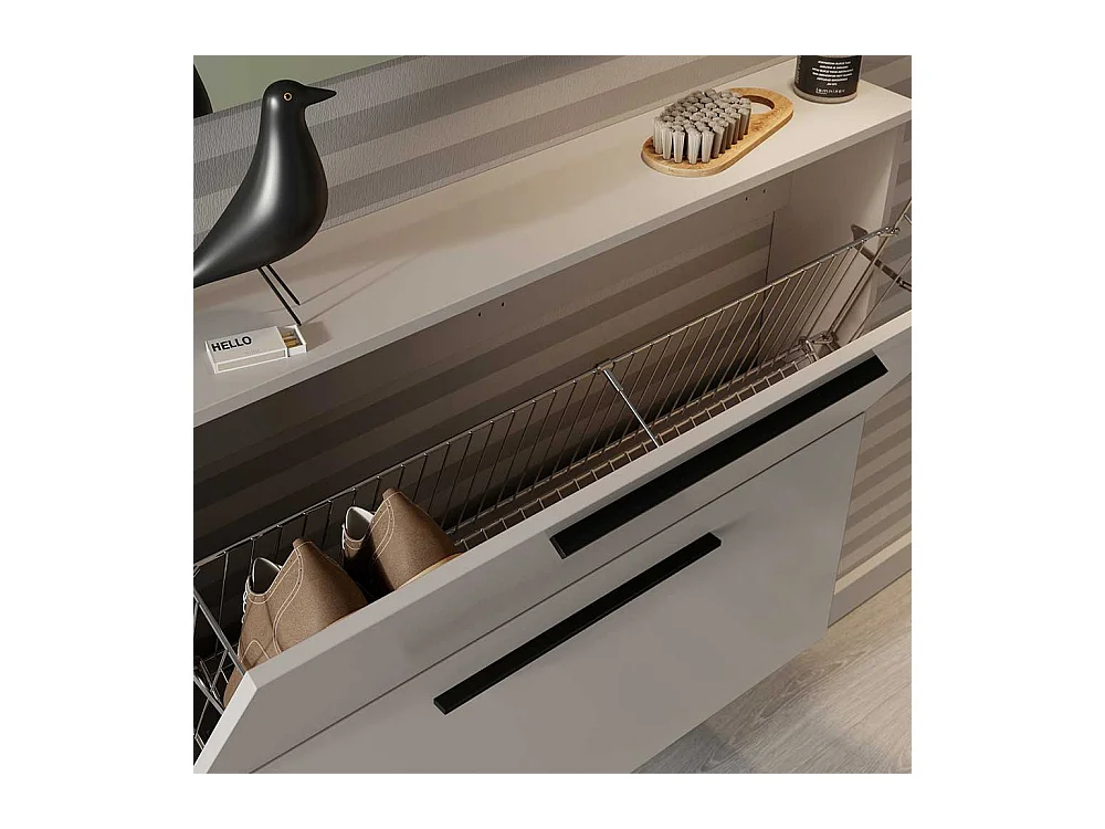 Garderobenschuhschrank in Hellgrau stoßfesten ABS Kanten