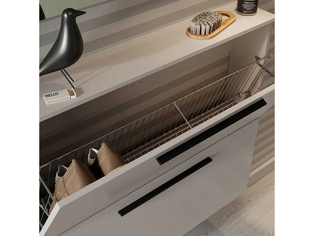 Garderobenschuhschrank in Hellgrau stoßfesten ABS Kanten