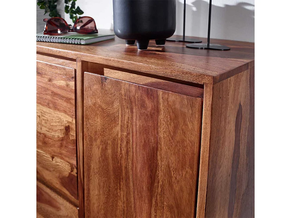 Schuh Schrank aus Sheesham Massivholz Metallbügelgestell