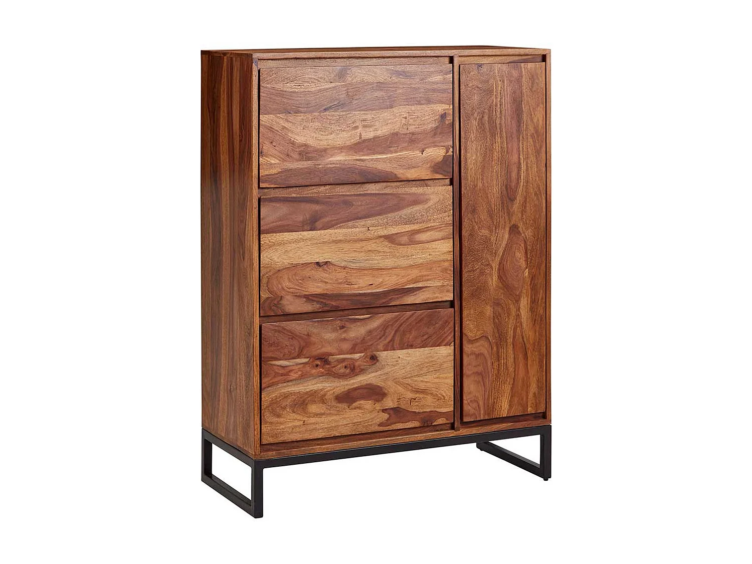 Schuh Schrank aus Sheesham Massivholz Metallbügelgestell