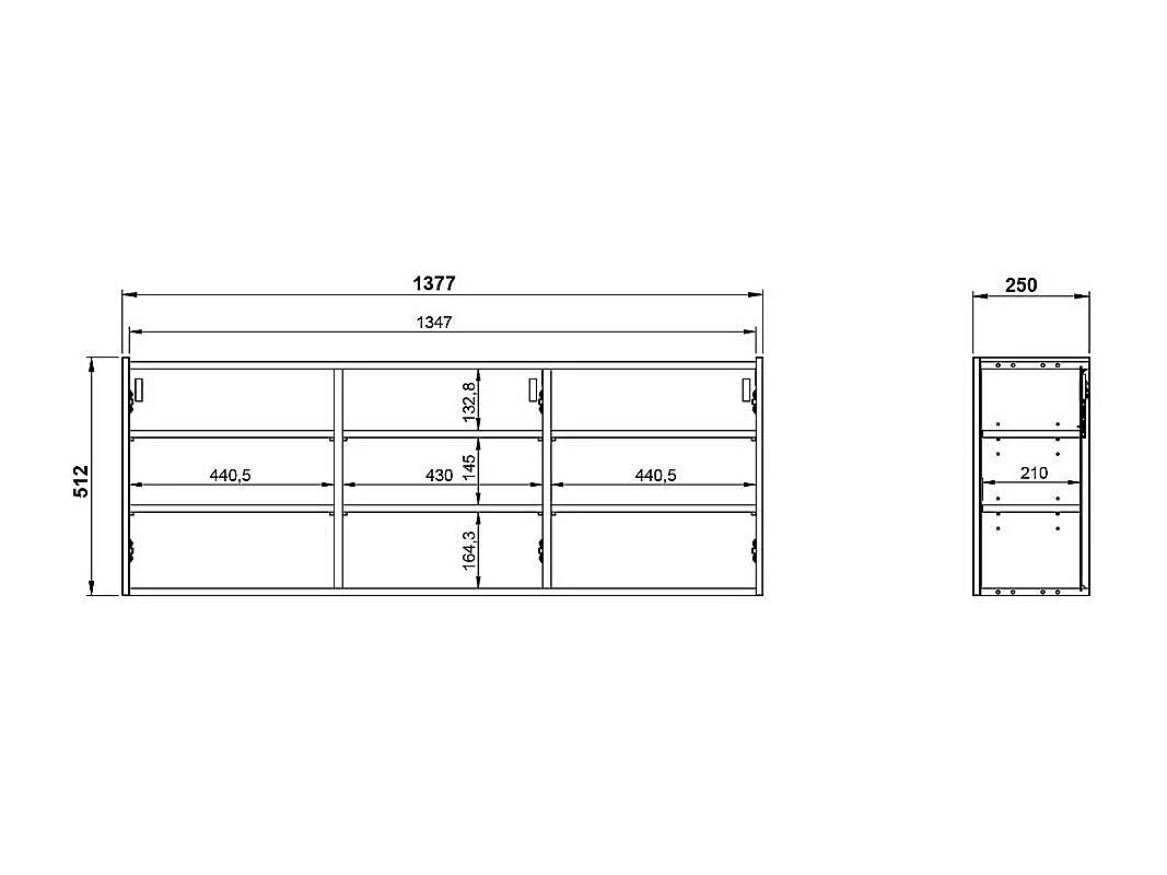 Schrank Hängeschrank 138 cm breit für die Wandmontage