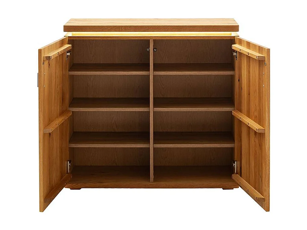 Schuhschrank Schuh Schrank mit LED Beleuchtung und Massivholz Türen