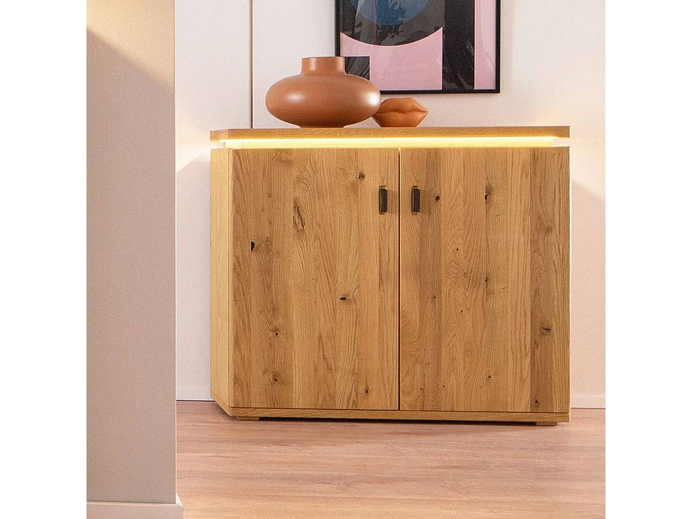 Schuhschrank Schuh Schrank mit LED Beleuchtung und Massivholz Türen