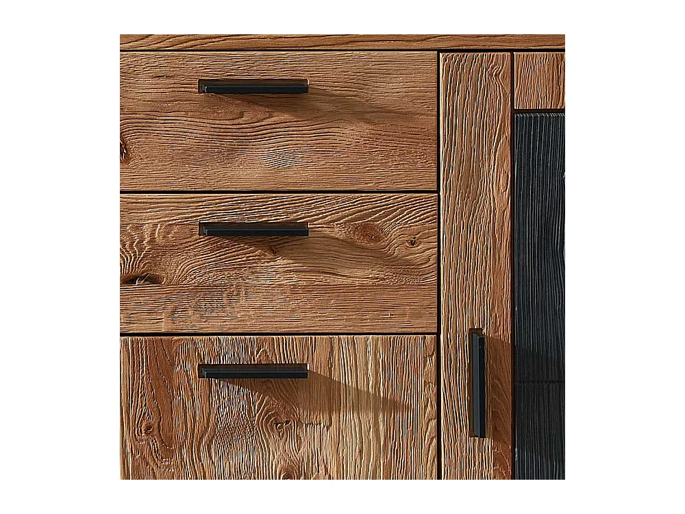 Schuhschrank aus Wildeiche teilmassiv Türen und Schubladen