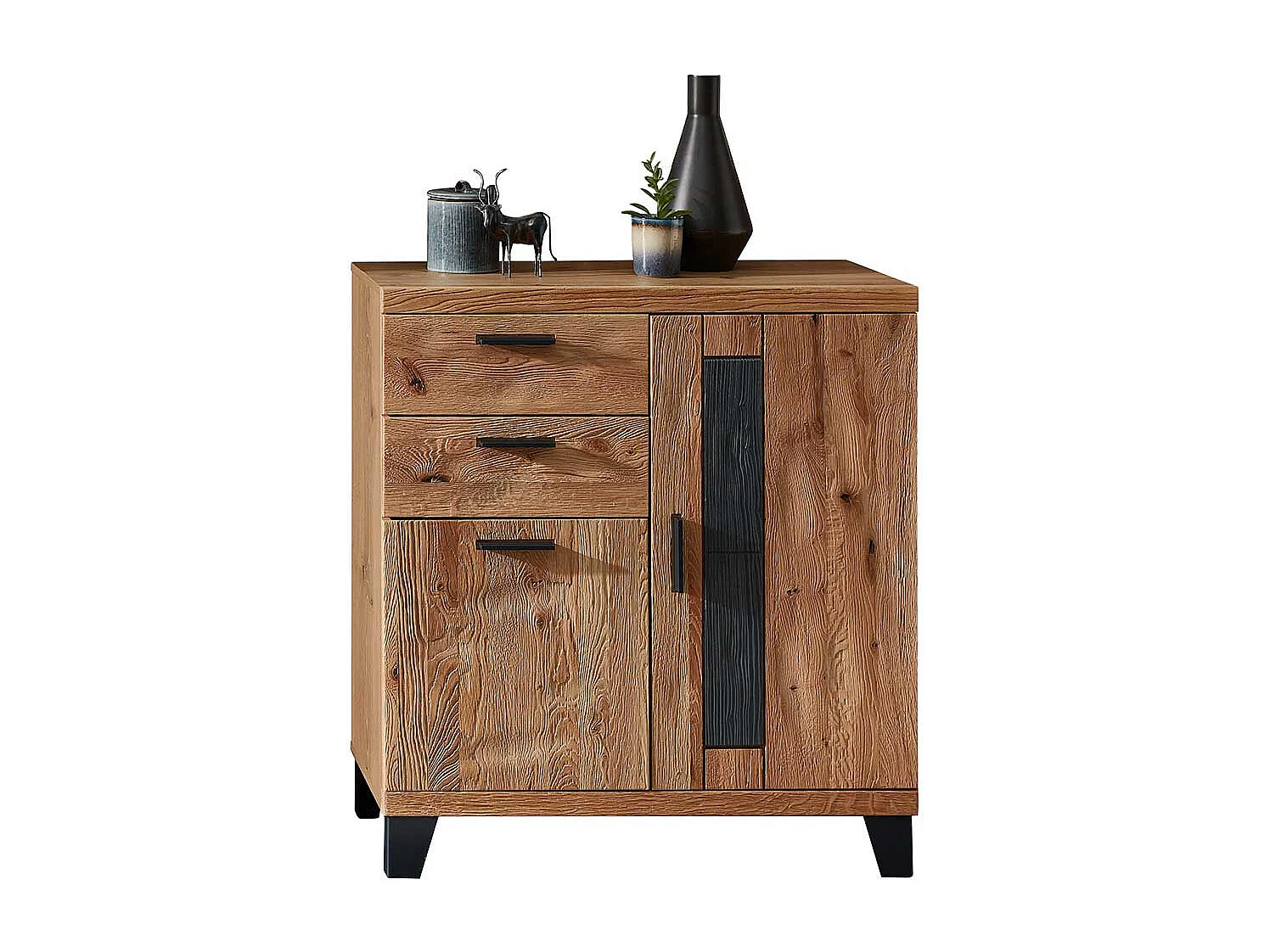 Schuhschrank aus Wildeiche teilmassiv Türen und Schubladen